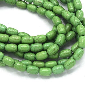 Perles baril turquoise howlite verte / marron veiné 12mm / Turquoise green barrel beads 12mm par lot 10/20/40 perles image 2