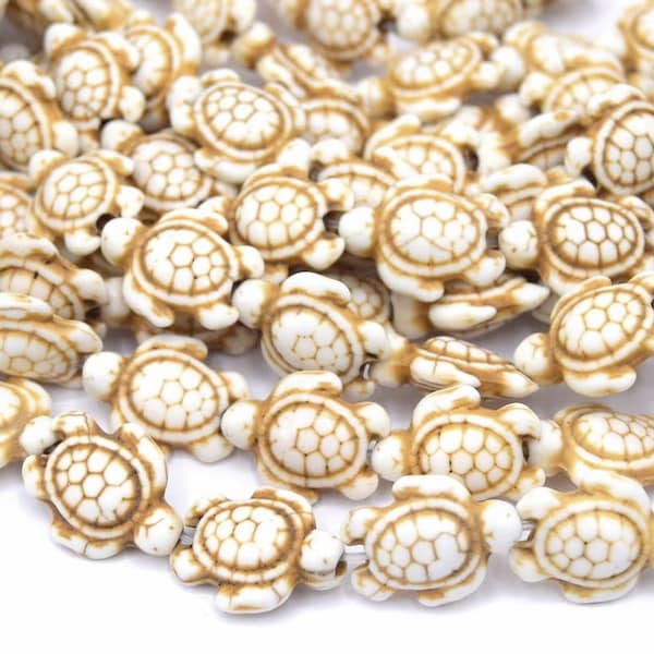 Perles tortues beige khaulite synthétique 19 mm -  20/40 unités