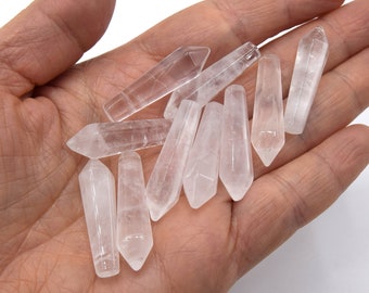 Cut rock crystal point ~3cm undrilled, mineral.