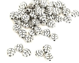 Perles feuilles Tibétain métal argent antique  7x7mm lot de 10/20/40 unités