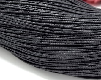 20 mètres de Cordon ciré 0.5mm noir - Waxed cord 0.5mm black
