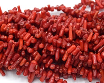 Medium red bamboo coral beads Lot of 20/50 units