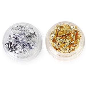 Vasi in foglie di colore oro e argento per resina epossidica UV, nail art, forniture artigianali per riempimento di stampi