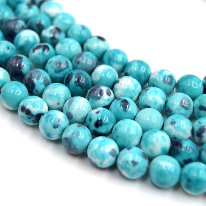 40 round dyed jade beads stained turquoise blue Ø4mm/6mm/8mm image 3