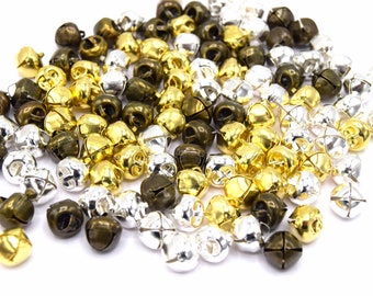 50 Grelots aluminium argent, doré, bronze 10mm - clochettes de noël