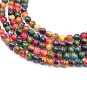Natural Green Multicolor Agate Beads - Pack of 20 Round Beads 8mm - DIY Jewelry Supplies - Fine Stone