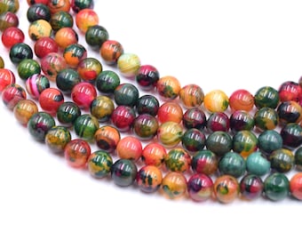 Natural Green Multicolor Agate Beads - Pack of 20 Round Beads 8mm - DIY Jewelry Supplies - Fine Stone