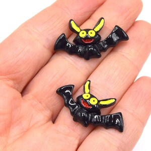 x10 cabochons chauve-souris noires en résine 16.5mm halloween