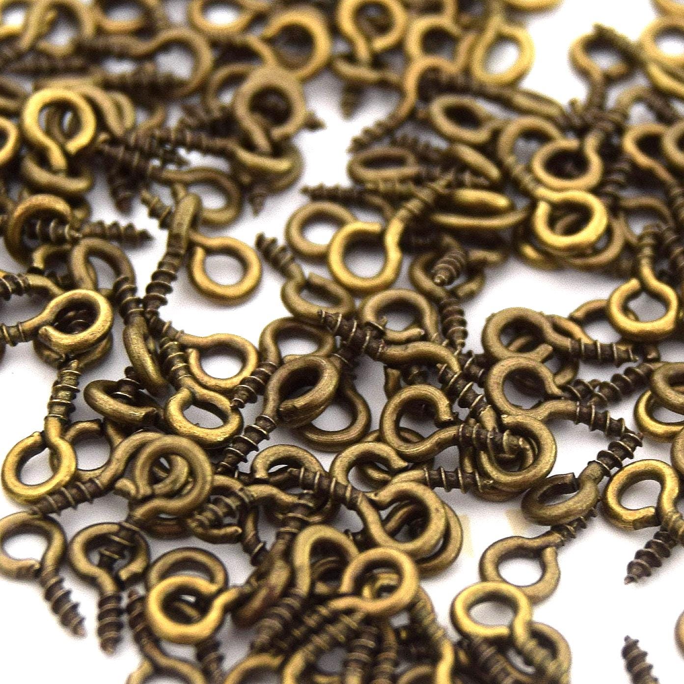 100 Pitons Vis à Oeil Mini 7mm Bronze - Micro Oeillets à Vis Pour Bijoux Et Loisirs Créatifs