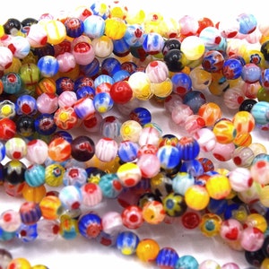 Lot de perle de verre millefiori rond couleur mixte 8mm/6mm/4mm Lot de 20/50 unités image 3