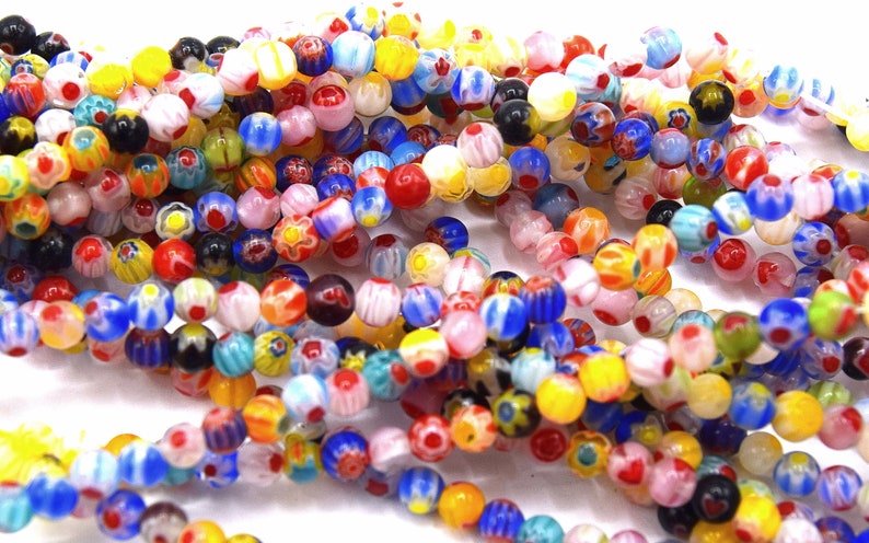 Lot de perle de verre millefiori rond couleur mixte 8mm/6mm/4mm Lot de 20/50 unités image 3