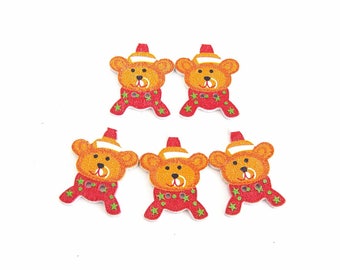 x10 Boutons Bois 2 Trous Brun ours Noël Cadeau Scrapbooking 3.8x2.5cm   -53