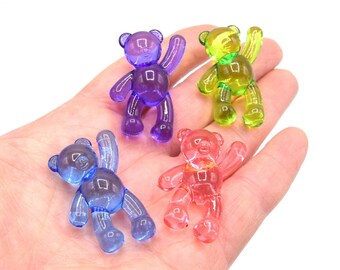 Pendentifs ours transparent couleur mixte - Lot de 10/20 unités