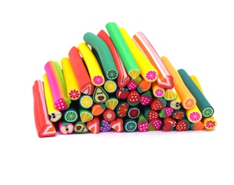 Assortment of 20 mini polymer clay fruit canes