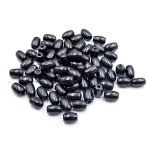 12mm black oval wooden bead x100