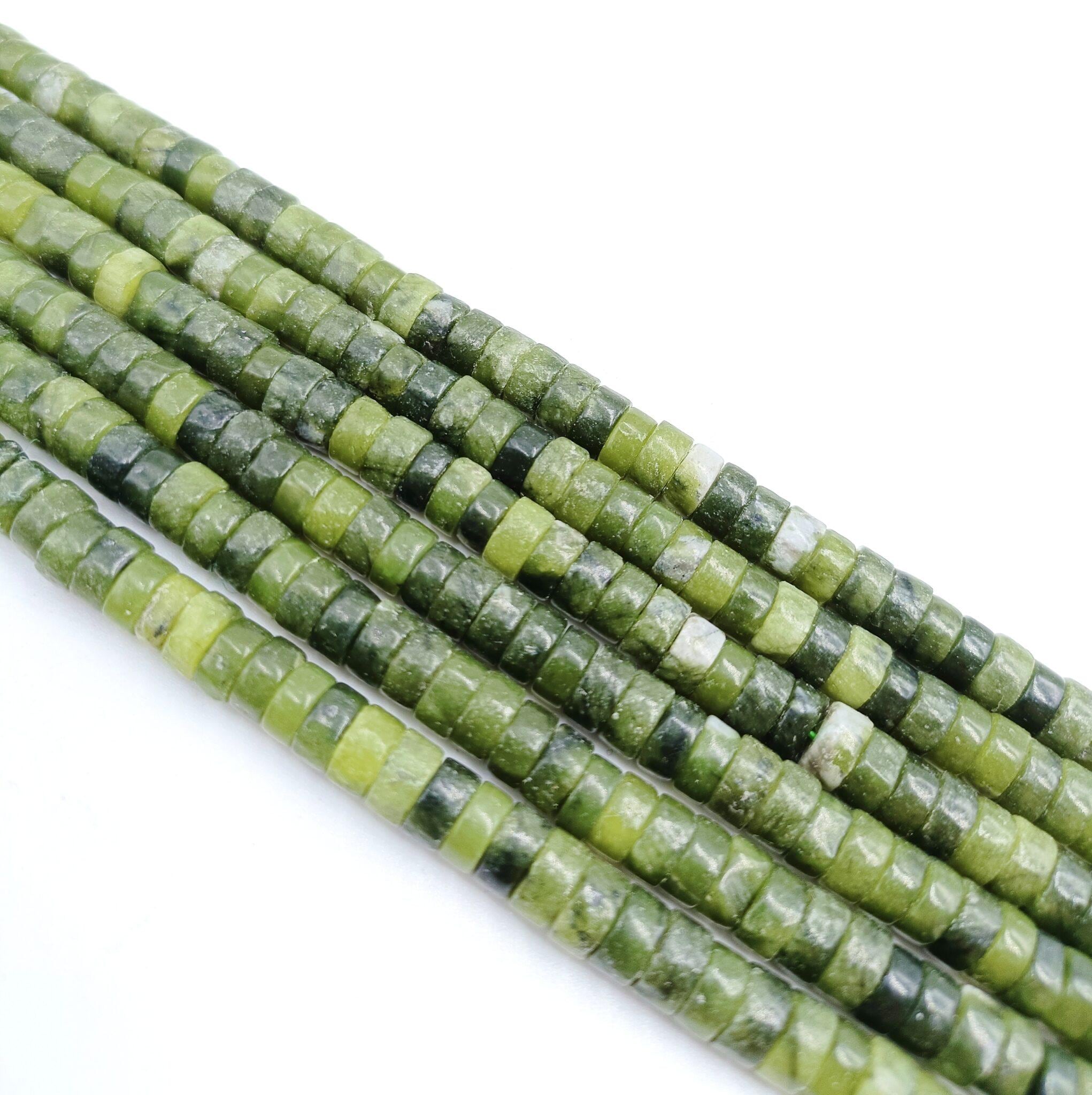 Collana In Pietra Di Giada Verde Naturale Con Perline Quadrate E Tonde &ndash; 17 Pollici