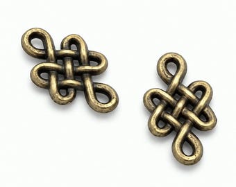 50 Bronze Knot Connectors 11x6mm C14
