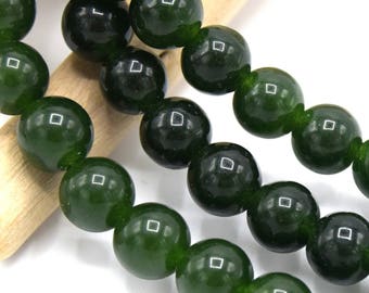 Perles jade en pierre  Rondes vert olive 6mm  - Lot de 20/50/1 chapelet (61 perles) réf:A12000000