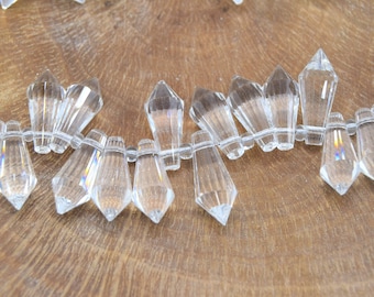 Perles de verre gouttes  lustre à facettes, prisme - lot de 5/10 perles