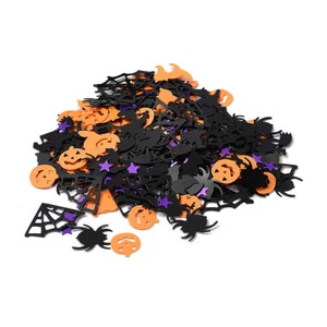 14grs de Confettis de table en plastique, pour les décorations de fête d'halloween, sorcière, étoiles, citrouille, chat, araignée