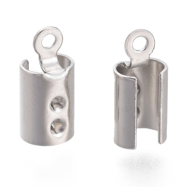 Embouts à écraser en 304 acier inoxydable, argent platine, 9.5x4.5mm - 30 unités