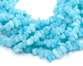 120 Lagoon Blue Chip Jade Beads