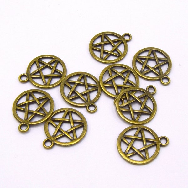 Lot Pentagrammes étoiles  sorcières  bronze halloween B60 Lot de 10/20 unités