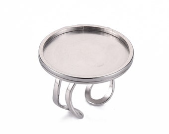 Ring holder in 304 stainless steel for cabochon Ø 12mm - 25mm - size 7 1/4 - individually