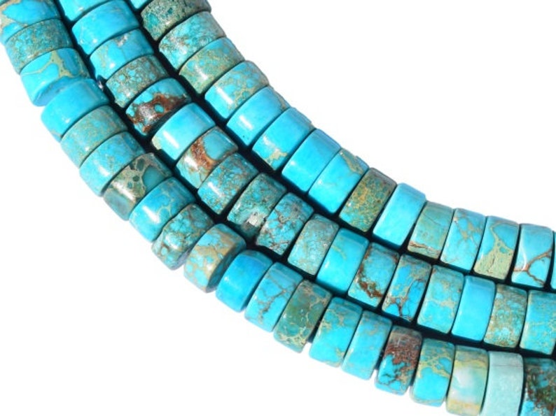 40 Imperial Jasper Heishi Beads 6x3mm green, turquoise, gray green color Blue