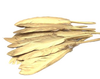 20 Natural Golden Goose Feathers | Wedding Decoration Feather | Luxury DIY Crafts | Party Accessories