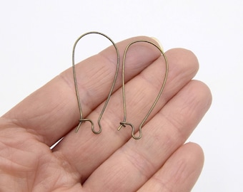 x50 small bronze brass sleepers 37mm, Bronze brass metal earring hooks 37mm AD04