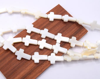 Natural shell cross beads set of 5/10 units -
