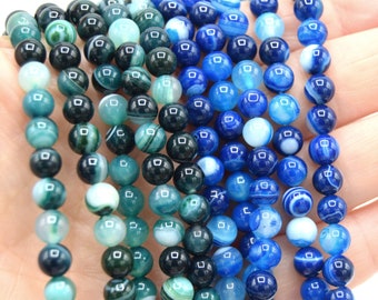 6mm agate beads grade A - blue/green lot of 20/40 units