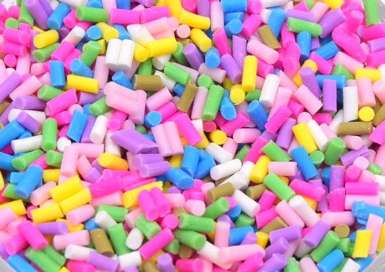 20 grs par sachet de faux vermicelle, Décorations Gourmandes Petits Morceaux coloré En Pâte Polymère image 3