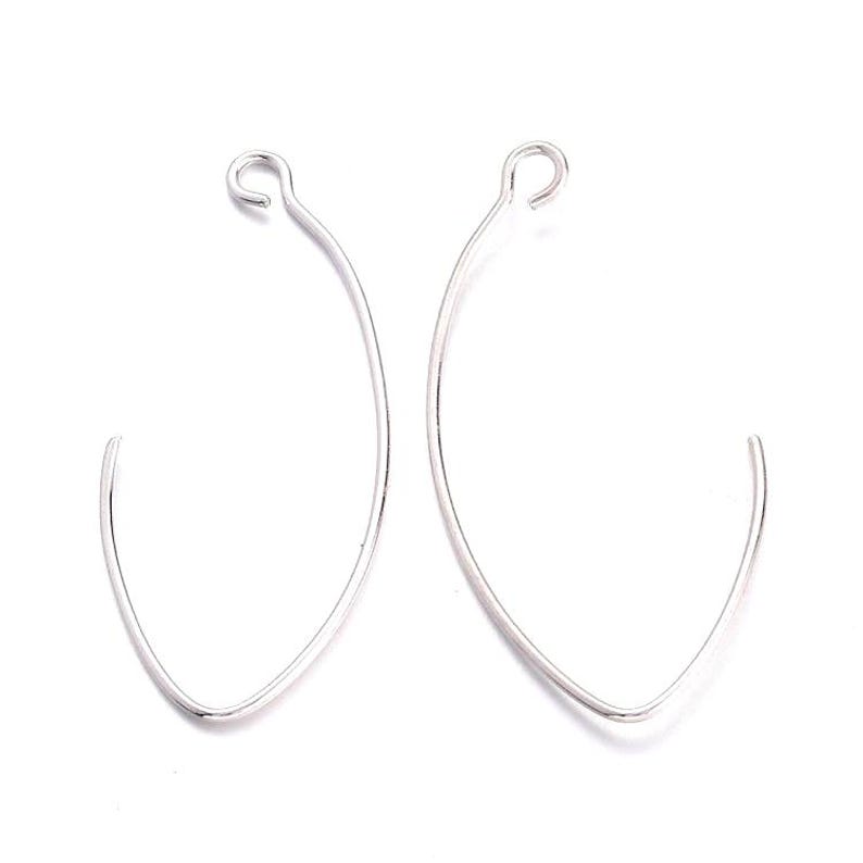 Brass earring findings, wire components - DIY jewelry making - Pack of 12/24 image 1