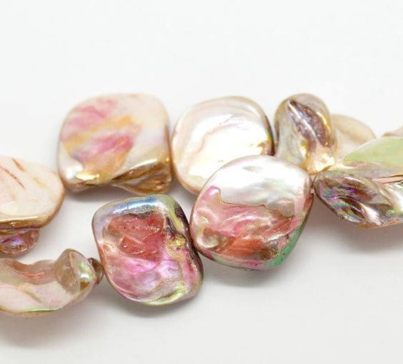 Freshwater shell pearls mother of pearl mixed colors image 7