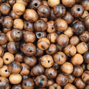 Chestnut wood beads Handmade round large hole Ø12mm, Pack of 20/40/80/100 units