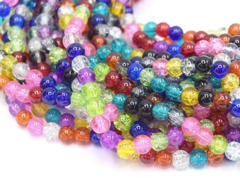 100 perles de verre multicolore 4mm/6mm -