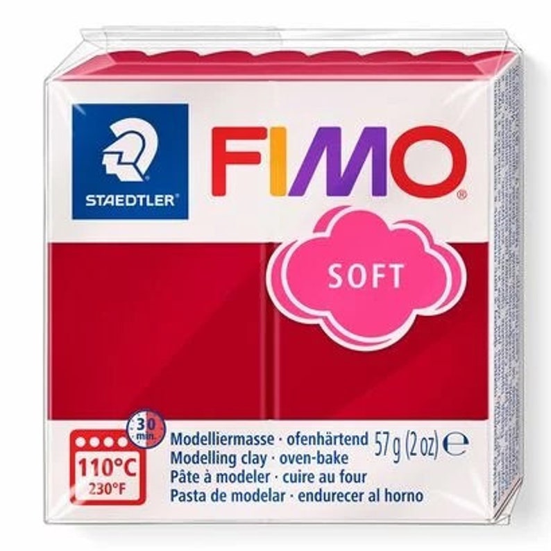 Fimo Soft Pain Pâte À Modeler 57 G voir options couleurs rouge cerise