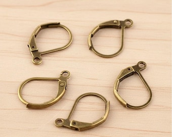 Lot De 24 Crochets Pour Boucles D'oreilles - Laiton Argenté 18mm - Sans Nickel