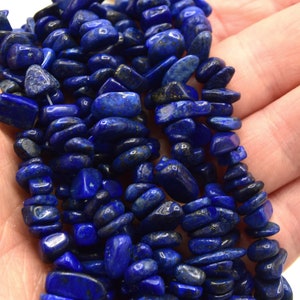 Lot De 10 Perles En Pierre Lapis Lazuli - Forme Chips/bâtonnets 10-22 Mm - Bleu Roi - Neuf