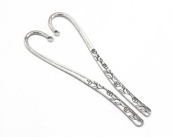 Silver metal flower bookmarks - set of 2/4 units