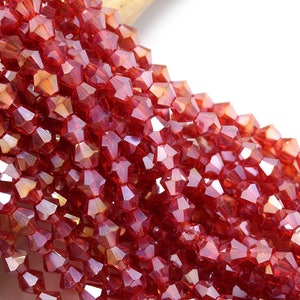 100 Perles Facettées De Bohême 4mm Rouge Métallique Mat - Pour Création De Bijoux - Port Gratuit