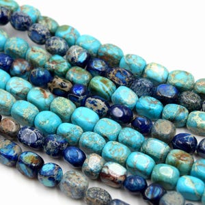 Navy Blue and Turquoise Blue Imperial Jasper Nuggets - Pack of 20 Beads