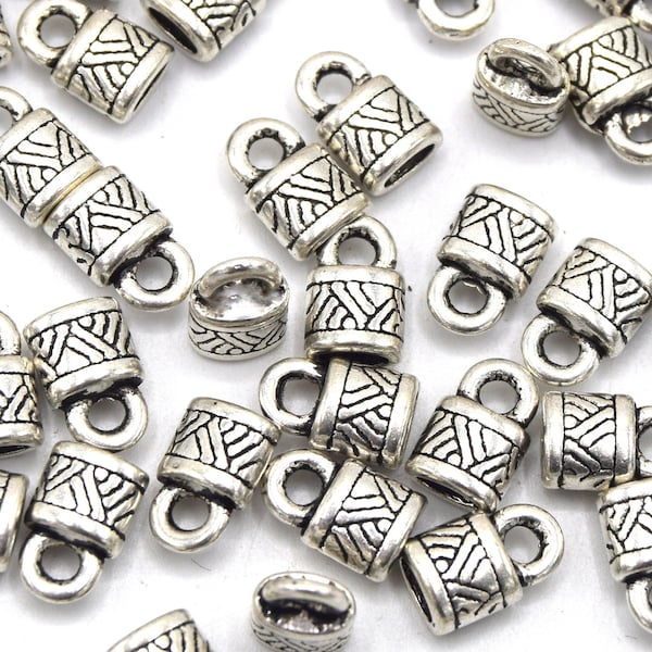 30 Embouts pour cordon  métal argent antique -  10mm