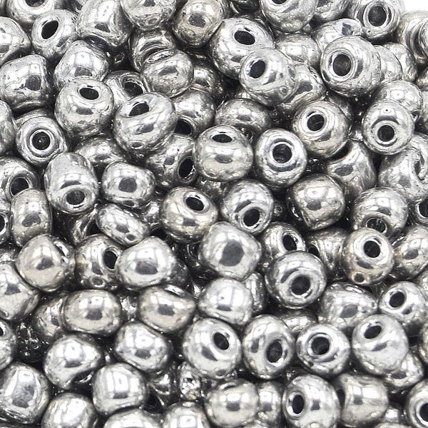 15g round glass seed beads 3.5~mm silver, lot of small round silver seed beads, silver glass seed beads
