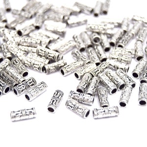 Kolom metalen kralen gegraveerd antiek Tibetaans zilver - veel van 20/50 eenheden