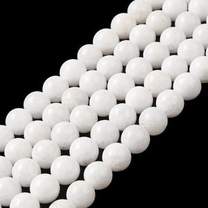 Cuentas de jade blanco Ø4mm/6mm/8mm redondas lote de 20/40/100 unidades