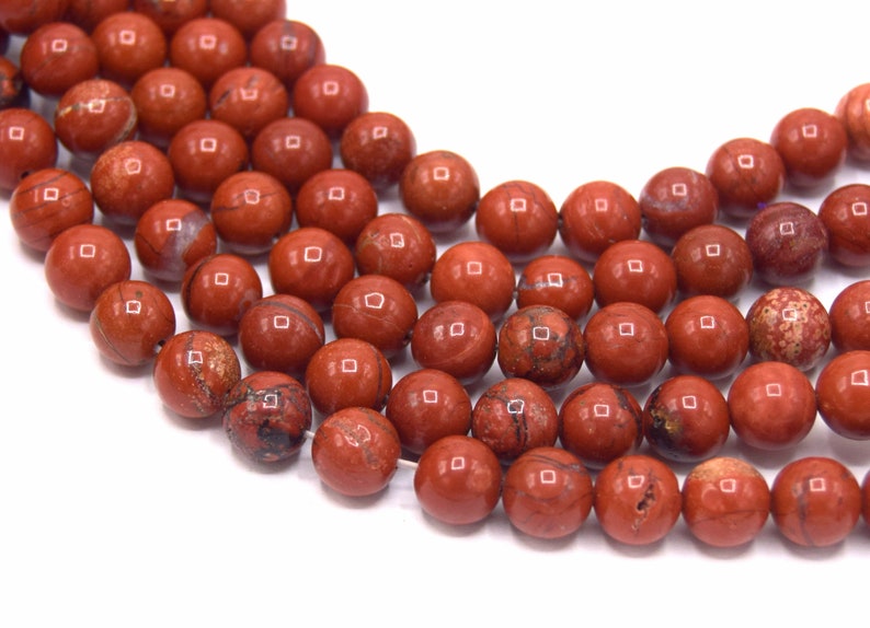 Perles Jaspe 8mm rouge classe AB lot de 20/40 unités image 1