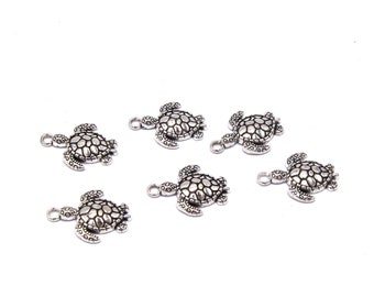 Old silver sea turtle charms 22mm Per lot of 20/50 unit